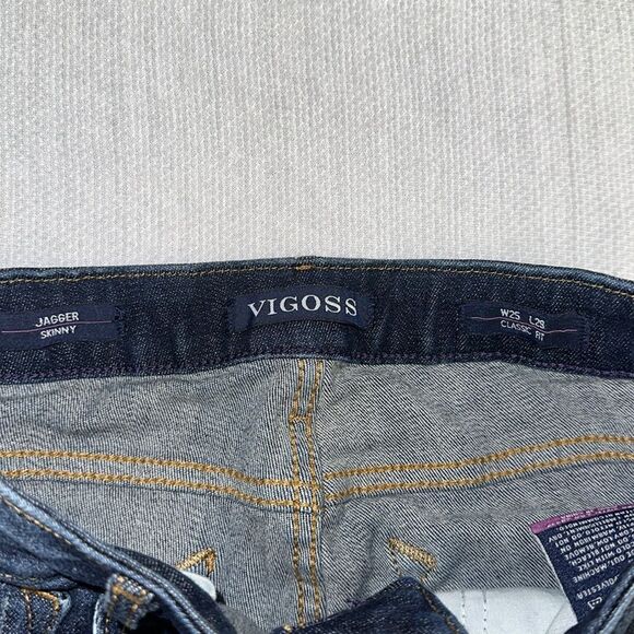 VIGOSS 25 Jagger Skinny Classic Fit Dark Blue Wash Destructed Jeans - Picture 11 of 12